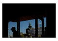 Man’s silhouette and passersby in Helsinki port